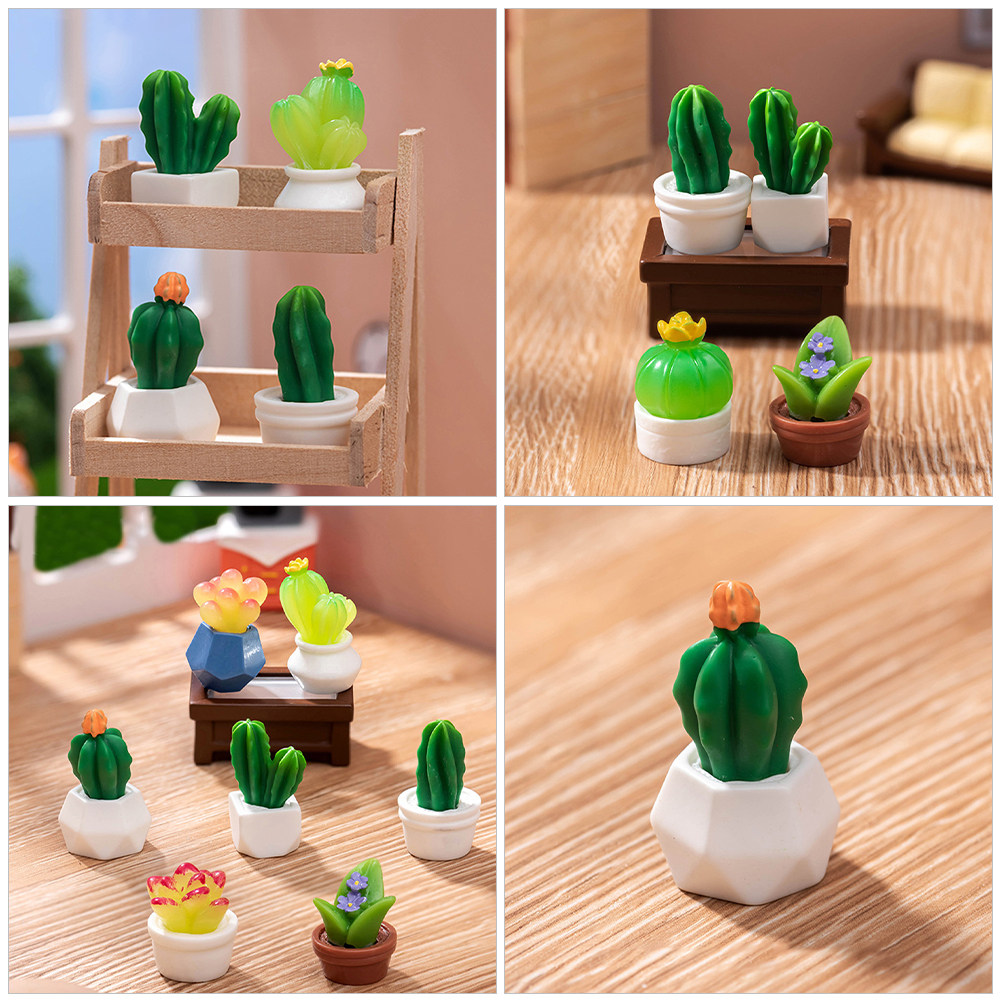 8個入り ミニチュア レジン製 サボテン盆栽 人工観葉植物  - Bonsai Garden For Desk のレビューと価格