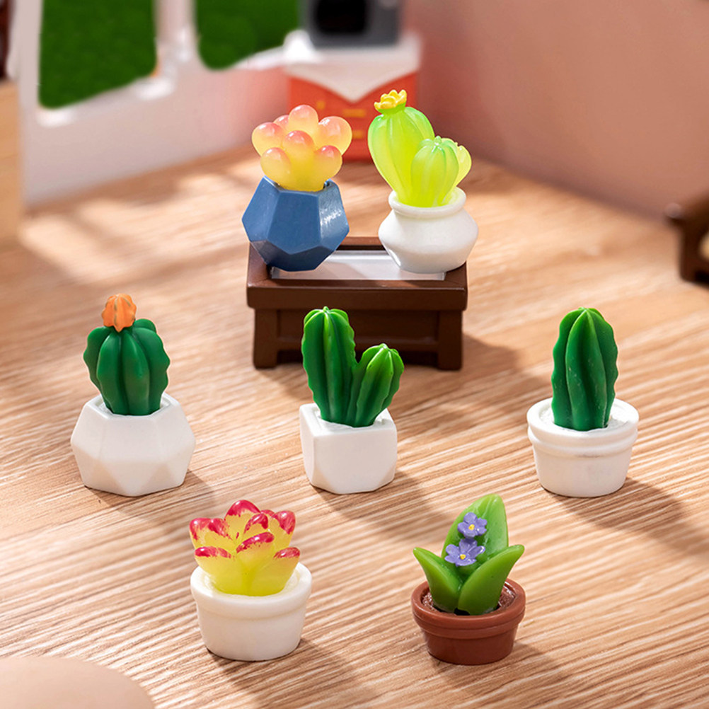 8個入り ミニチュア レジン製 サボテン盆栽 人工観葉植物  - Bonsai Garden For Desk のレビューと価格