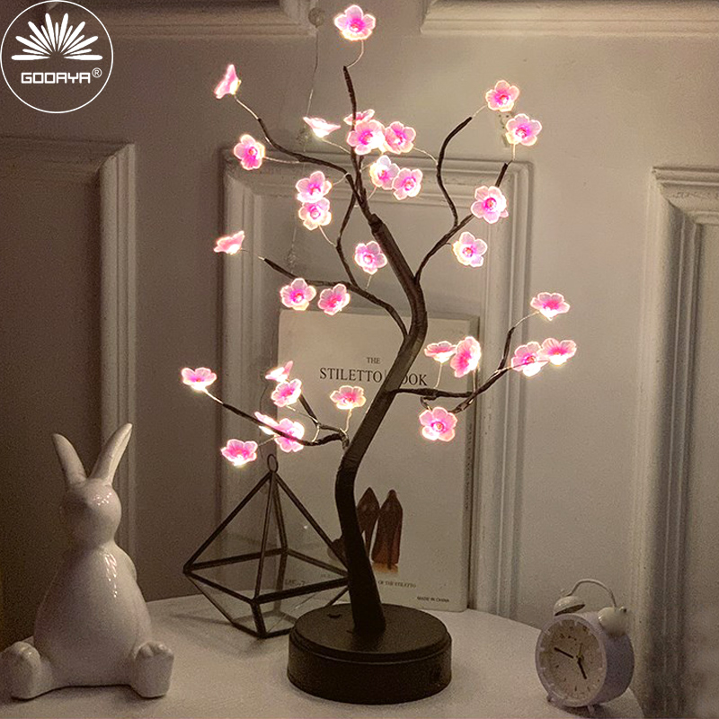 テーブルツリーナイトライト電池式タッチスイッチ人工盆栽チェリ - Bonsai Garden In Dc のレビューと価格