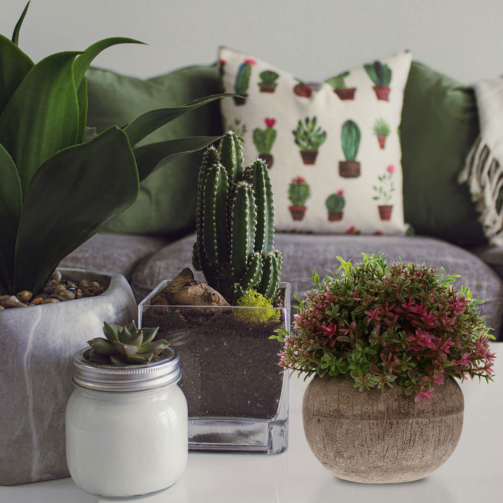 デスクトップ用プラスチック盆栽人工植物、リアルなフェイク鉢植 - Bonsai Garden For Desk のレビューと価格