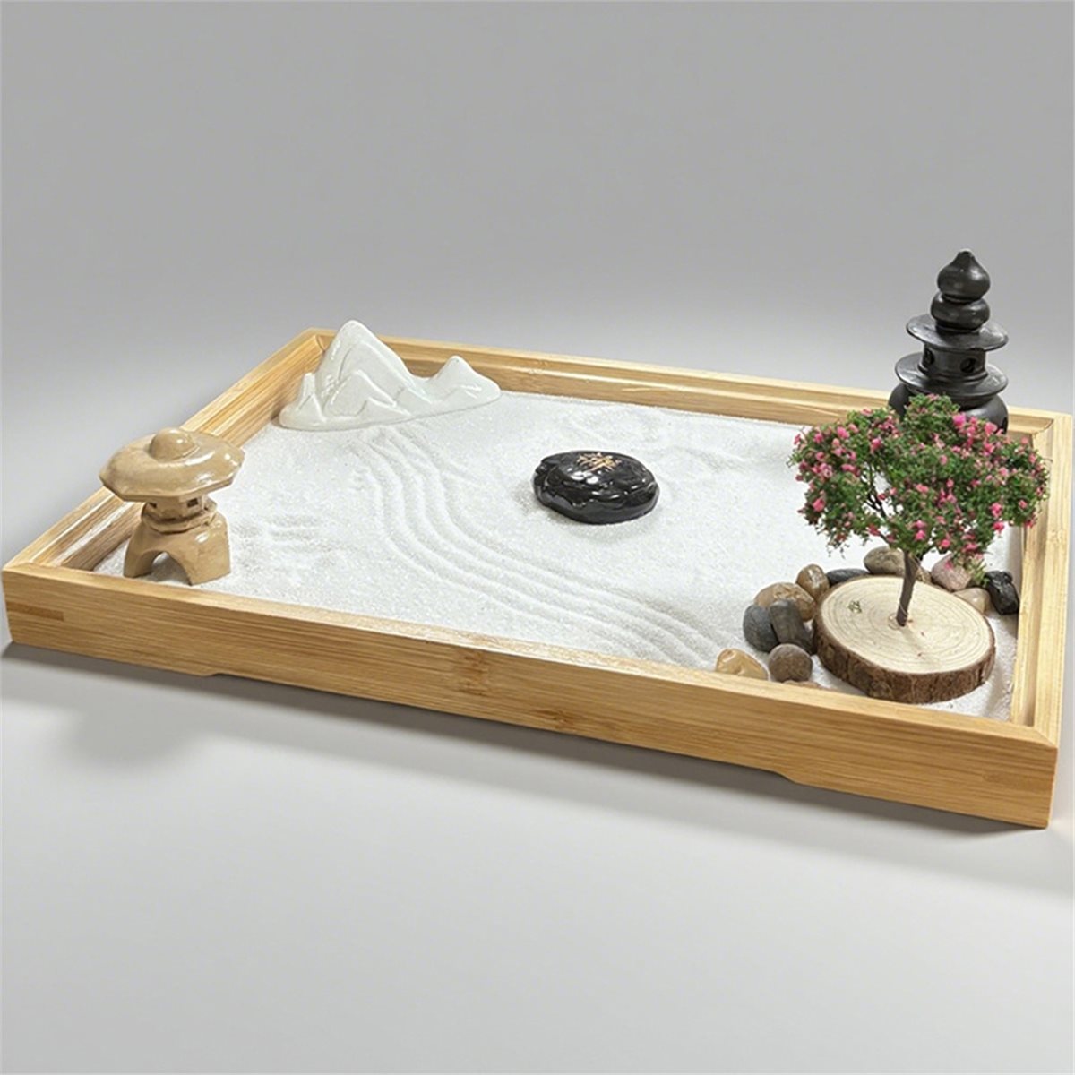 618メガセール 日本庭園風デスク用白砂、人工盆栽、石、熊手 - Bonsai Garden For Desk のレビューと価格