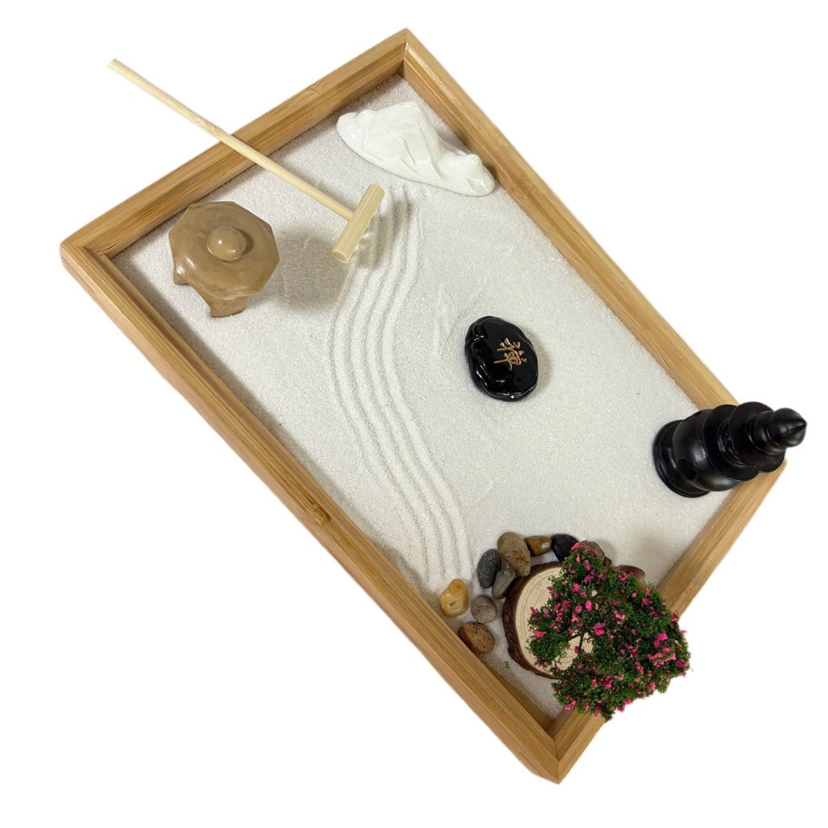 618メガセール 日本庭園風デスク用白砂、人工盆栽、石、熊手 - Bonsai Garden For Desk のレビューと価格