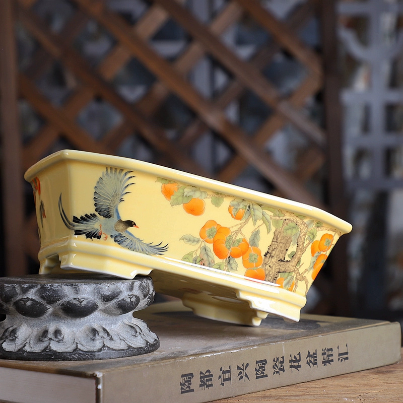 磁器長方形盆栽ポット、伝統的な中国のパターン、部屋、ホームテ - Bonsai Garden For Desk のレビューと価格