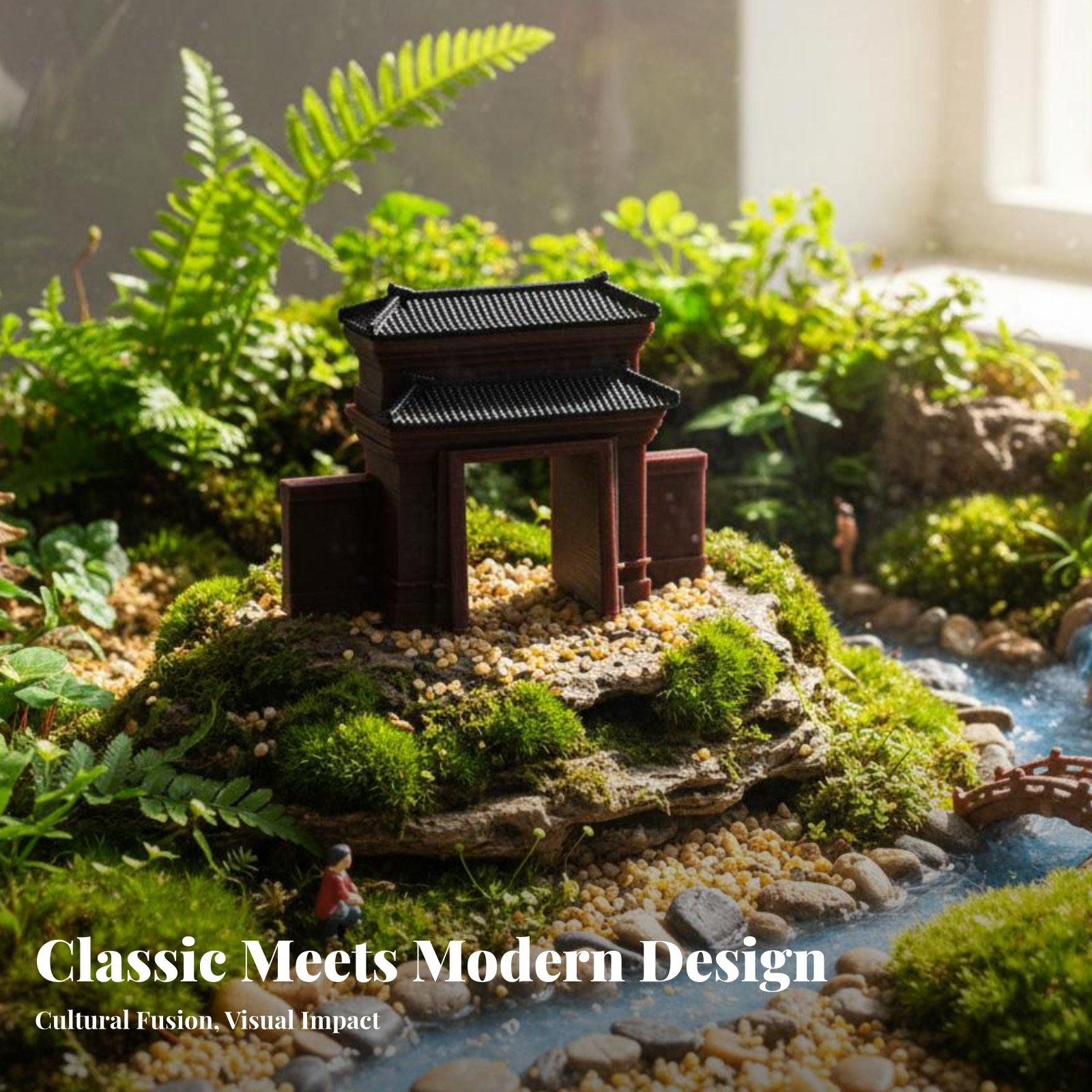 手作りの樹脂製小屋の置物。盆栽の展示や、中国建築の模型として - Bonsai Garden For Desk のレビューと価格